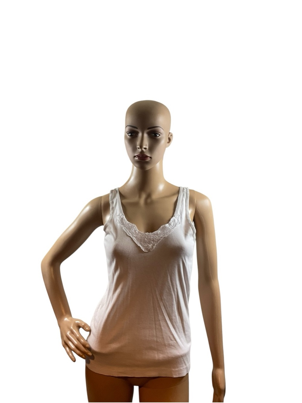 Lace-Trim White Chemise Tank - Women